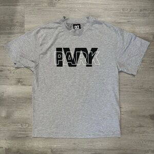 IVY PARK Heather Gray Graphic Tee Sz S distressed loungewear unisex